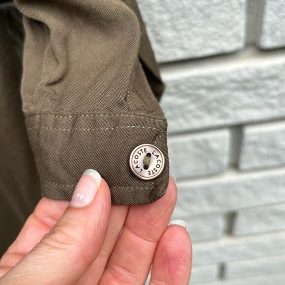 Lacoste Earth Tone Button Down Tunic Top Size 36 - Picture 4 of 10